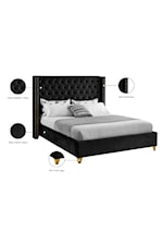 Meridian Furniture Barolo Contemporary Upholstered Black Velvet Twin Bed