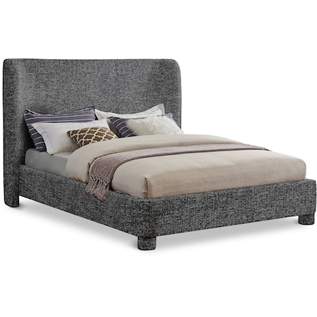 Penny Black Polyester Fabric King Bed