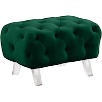 Contemporary Green Velvet Upholstered Ottoman