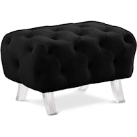 Contemporary Black Velvet Upholstered Ottoman