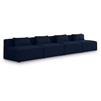Contemporary Navy 4-Piece Armless Sofa