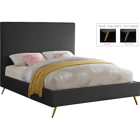 Jasmine Grey Velvet Queen Bed