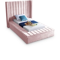 Kiki Pink Velvet Twin Bed (3 Boxes)