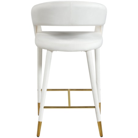 Upholstered Cream Velvet Counter Stool