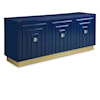 Meridian Furniture Cosmopolitan Navy Lacquer Sideboard with Gold Base