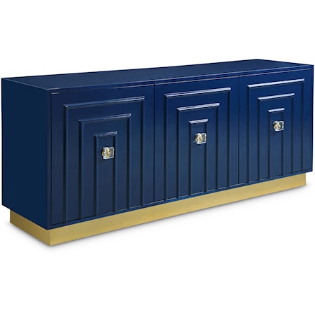 Navy Lacquer Sideboard with Gold Base