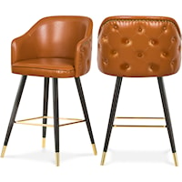 Contemporary Barbosa Counter/Bar Stool Cognac Faux Leather