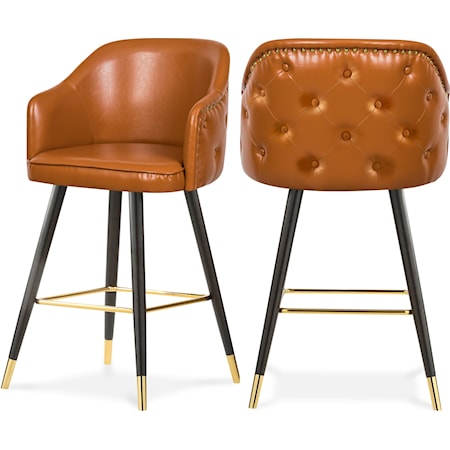Contemporary Barbosa Counter/Bar Stool Cognac Faux Leather