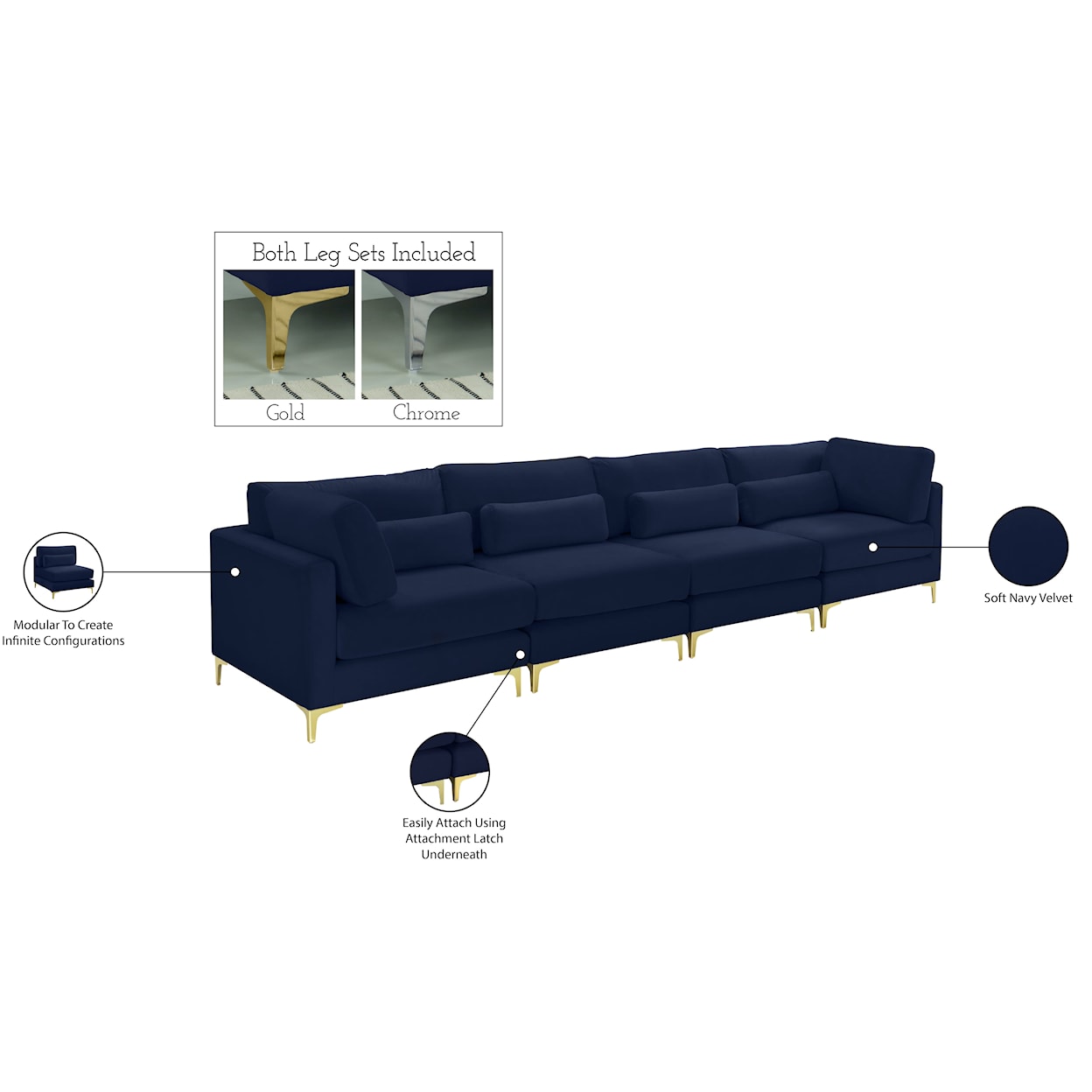 Meridian Furniture Julia Modular Sofa (4 Boxes)