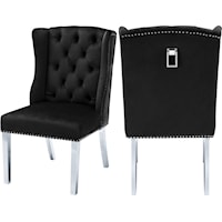 Transitional Velvet Upholstered Dining Chair with Nailhead Trim