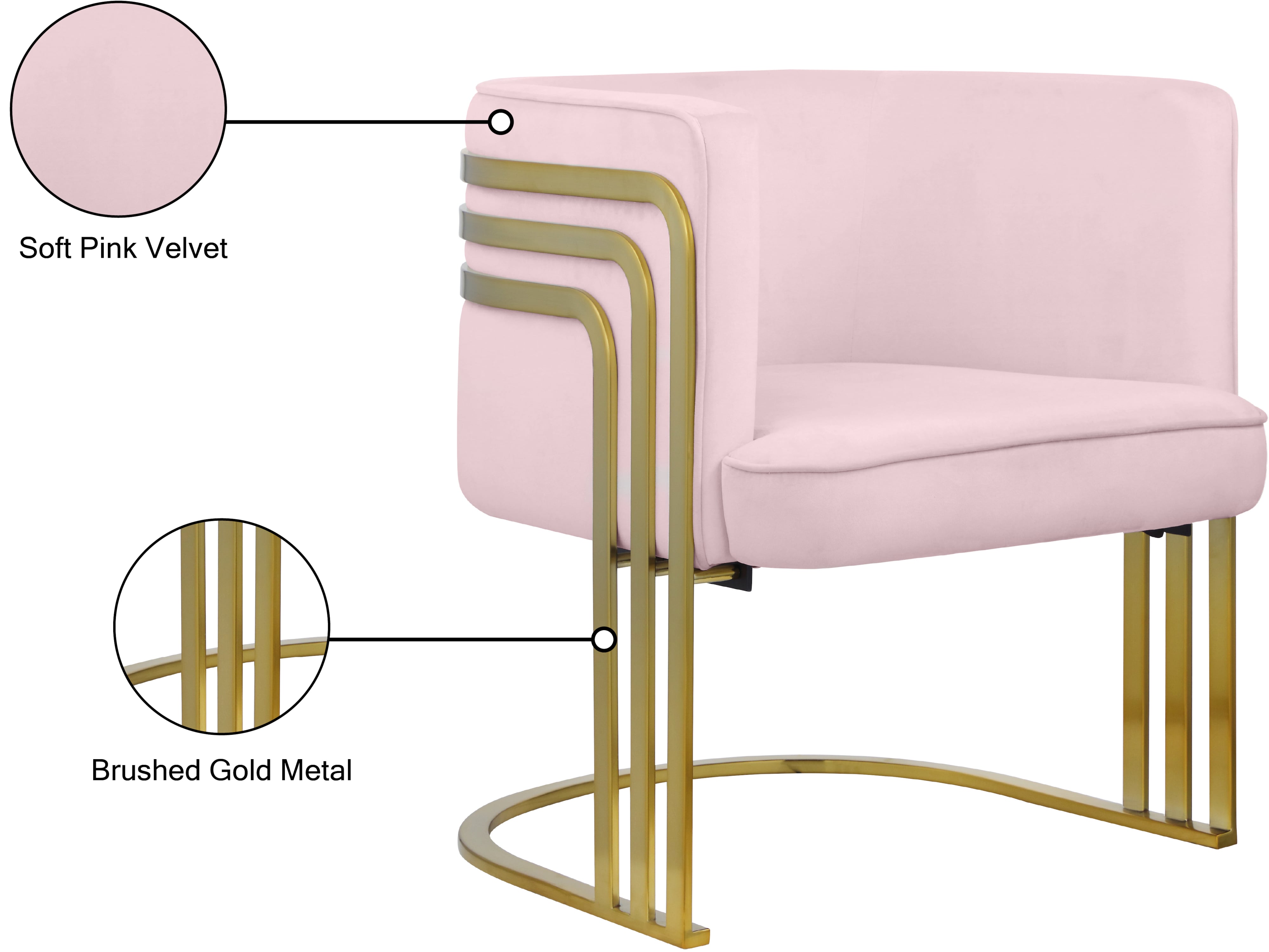 Meridian Furniture Rays 533Pink Rays Pink Velvet Accent Chair Corner