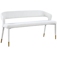 Contemporary Upholstered Cream Boucle Fabric Bench