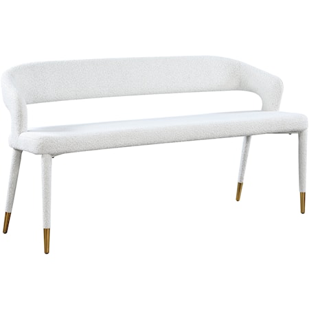 Upholstered Cream Boucle Fabric Bench