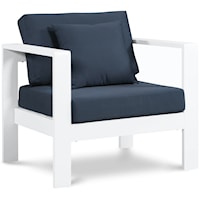 Nizuc Navy Water Resistant Fabric Outdoor Patio Aluminum Arm Chair