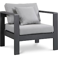 Nizuc Grey Water Resistant Fabric Outdoor Patio Aluminum Arm Chair