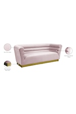 Meridian Furniture Bellini Contemporary Pink Velvet Loveseat with Gold Steel Base
