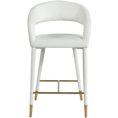 Upholstered White Faux Leather Counter Stool