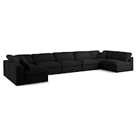 Serene Black Linen Textured Fabric Deluxe Comfort Modular Sectional