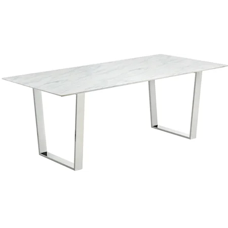 Contemporary Chrome Dining Table with Marble Top