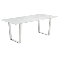 Contemporary Chrome Dining Table with Marble Top
