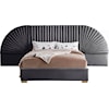Meridian Furniture Cleo Upholstered Grey Velvet Queen Bed