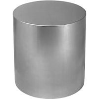 Contemporary Cylinder End Table Brushed Chrome