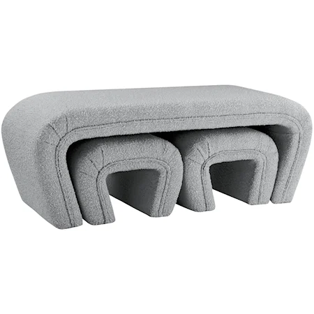 Odelia Grey Boucle Fabric Bench