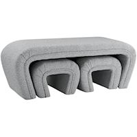 Odelia Grey Boucle Fabric Bench