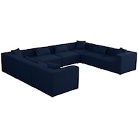 Contemporary Navy 8-Piece Sectional Sofa with Track Arms