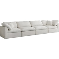Plush Cream Velvet Standard Comfort Modular Sofa