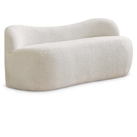 Contemporary Upholstered Cream Boucle Fabric Bench