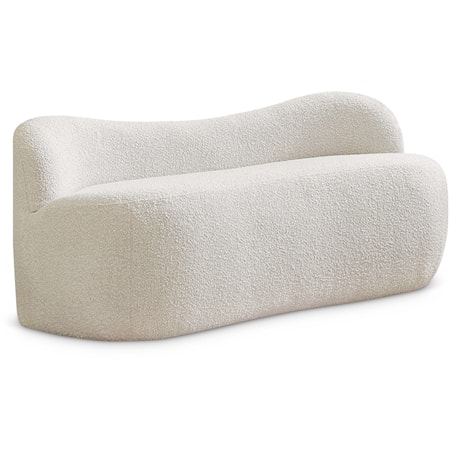 Upholstered Cream Boucle Fabric Bench