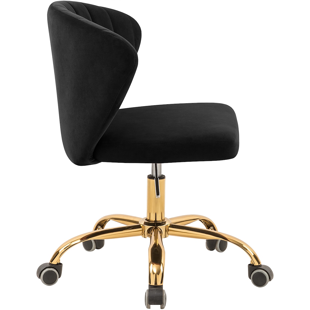 Meridian Furniture Finley Black Velvet Office Chair with Gold Base