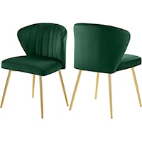 Contemporary Green Velvet Dining Chair with Gold Legs