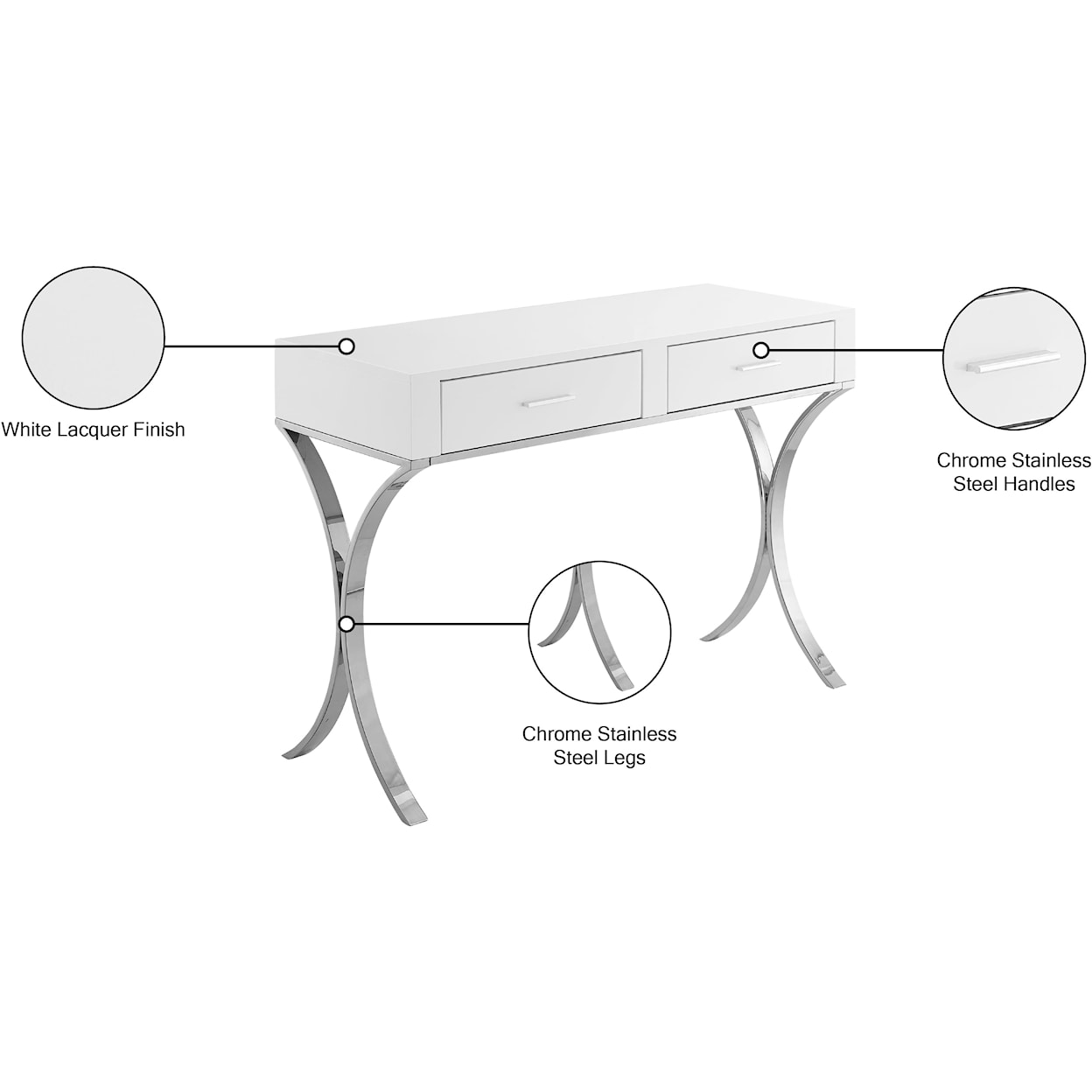 Meridian Furniture Monroe Vanity / Desk / Console