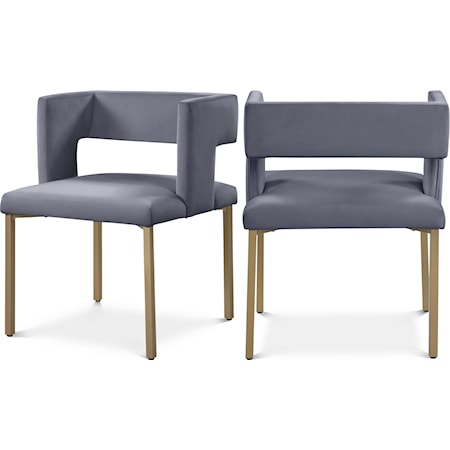 Contemporary Grey Velvet Upholstered Dining Chair