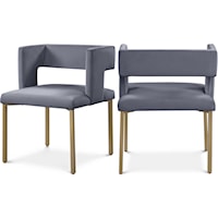 Contemporary Grey Velvet Upholstered Dining Chair
