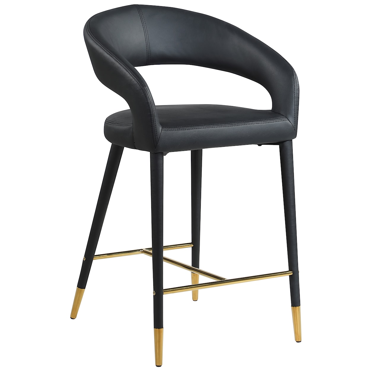 Meridian Furniture Destiny Upholstered Black Faux Leather Counter Stool