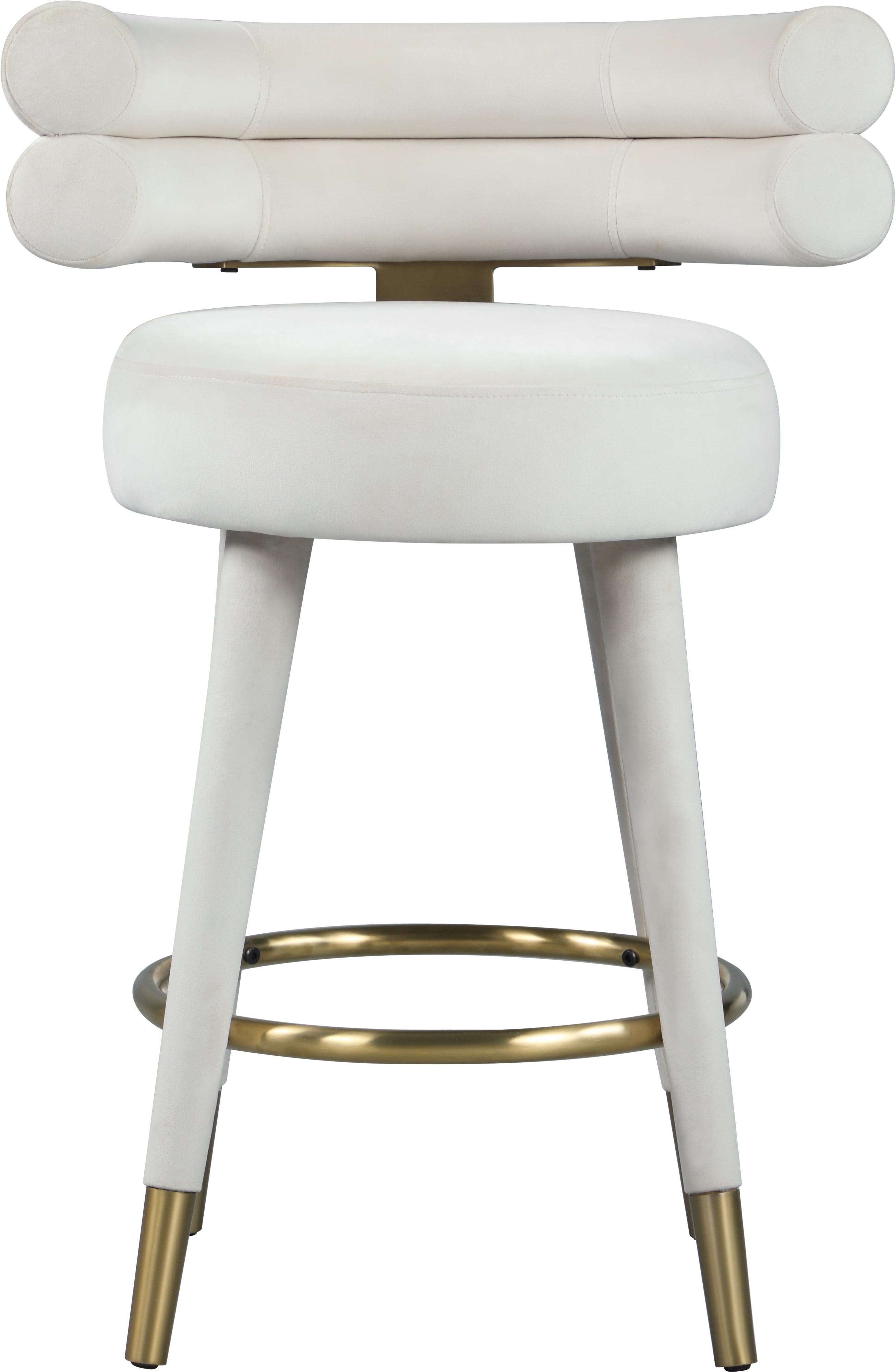 Meridian Furniture Fitzroy 798CreamC Contemporary Upholstered Cream Velvet Counter Stool