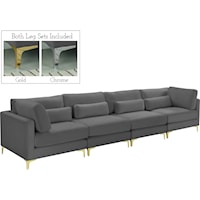 Julia Grey Velvet Modular Sofa (4 Boxes)