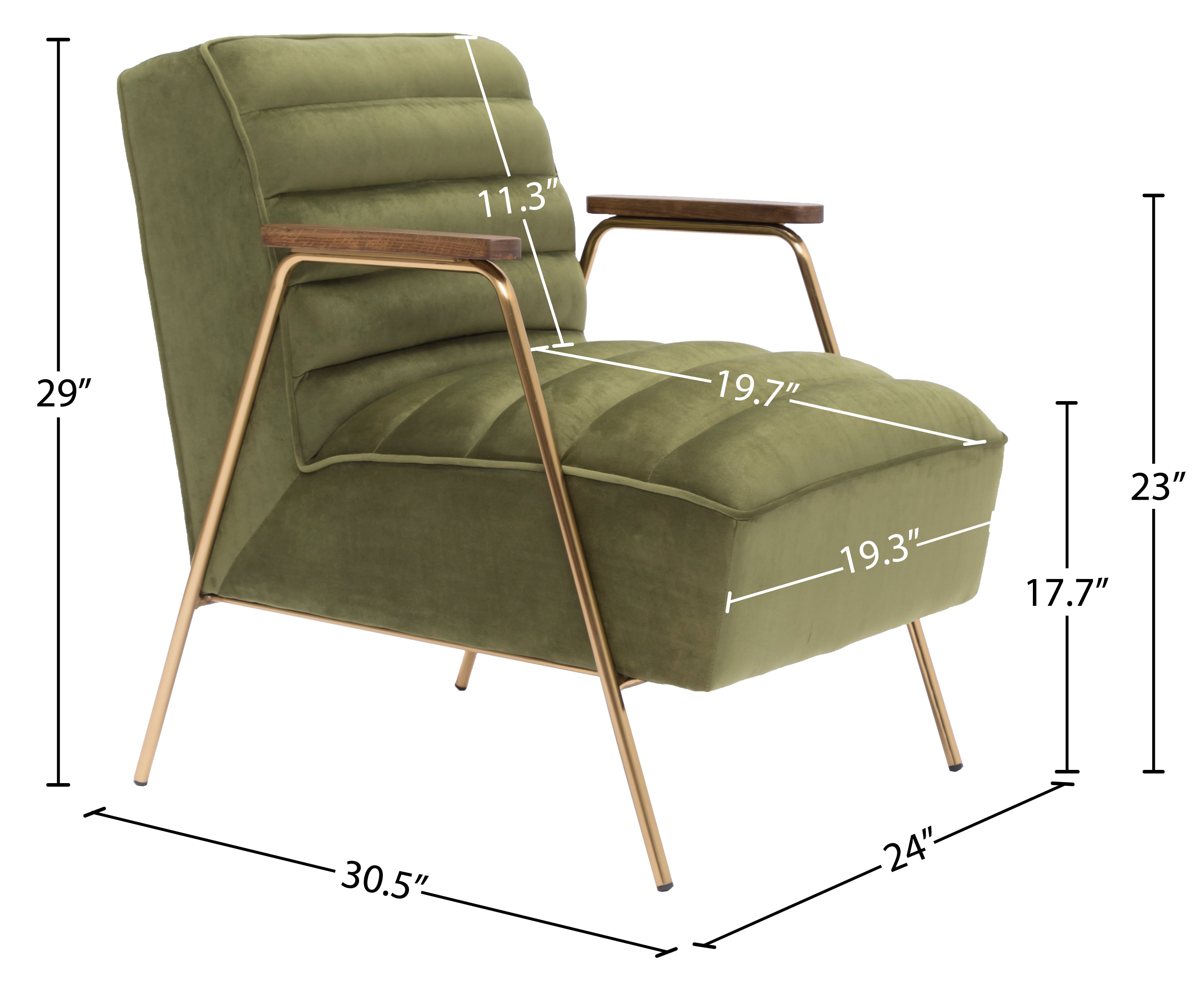 Meridian Furniture Woodford 521Olive Upholstered Accent Chair with