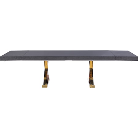 Contemporary Excel Extendable Dining Table Grey Oak Veneer Lacquer