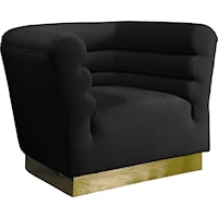 Contemporary Black Velvet Accent Chair with Gold Base