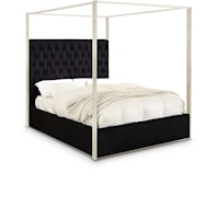 Porter Black Velvet Queen Bed
