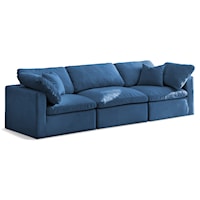 Plush Navy Velvet Standard Comfort Modular Sofa