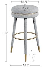 Meridian Furniture Coral Contemporary Upholstered Grey Boucle Fabric Swivel Counter Stool