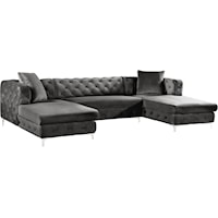 Gail Grey Velvet 3Pc. Sectional