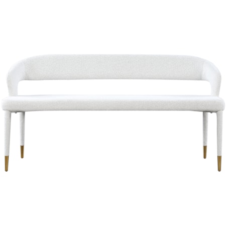 Upholstered Cream Boucle Fabric Bench