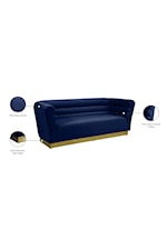 Meridian Furniture Bellini Contemporary Navy Velvet Accent Chair with Gold Base