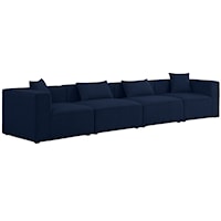 Contemporary Navy 4-Piece Sectional Sofa with Track Arms